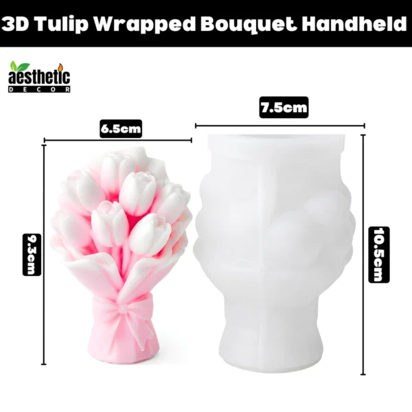 3D Tulip Wrapped Flower Bouquet Handheld Candle Mold