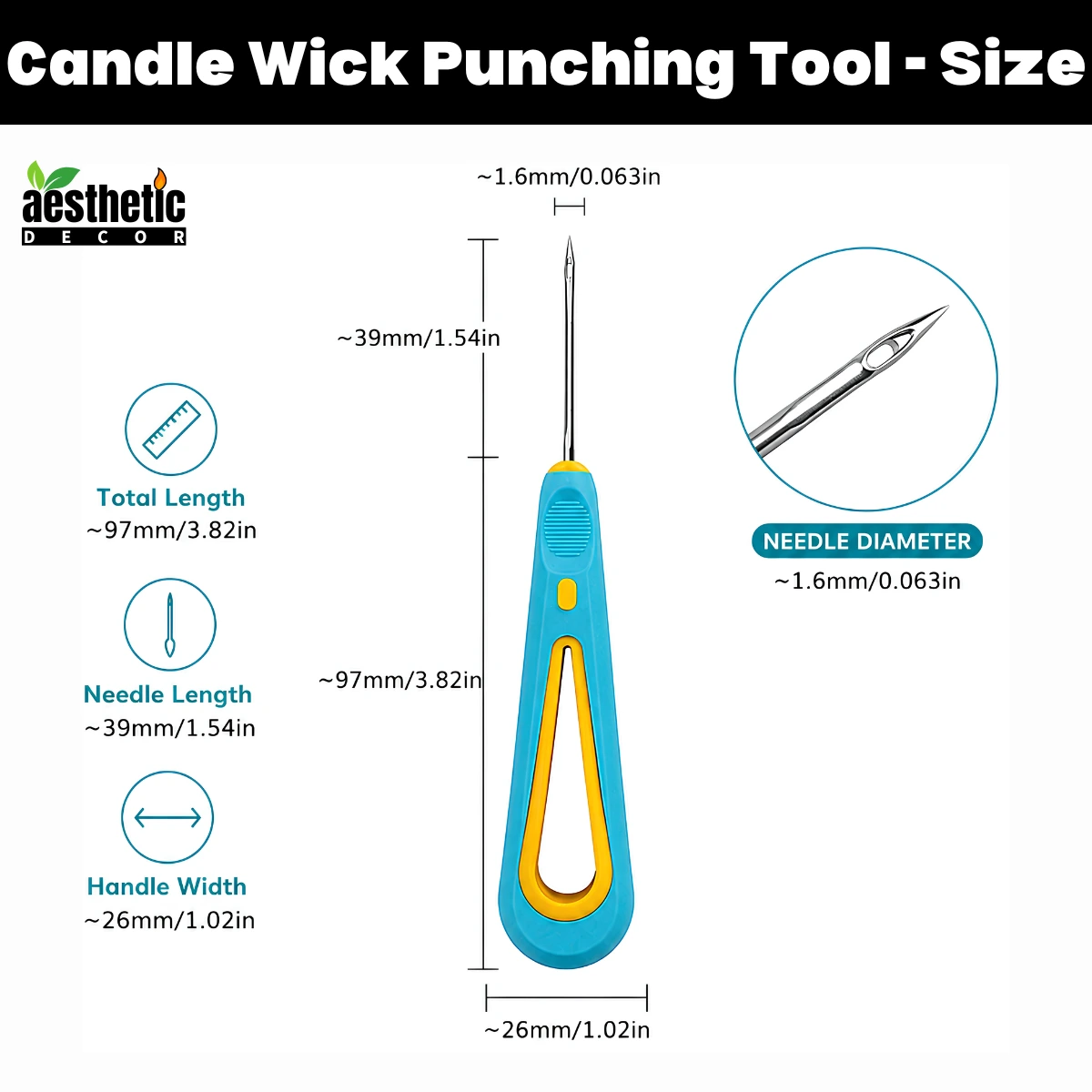 Candle Wick Punching Tool For Silicone Molds - Size