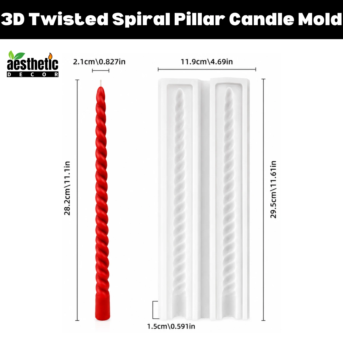3D Twisted Spiral Pillar Candle Silicone Mold