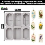 6 Cavity Car Hanging Fragrance Wax Melt, Wax Sachet & Aroma Wax Tablet Silicone Mold