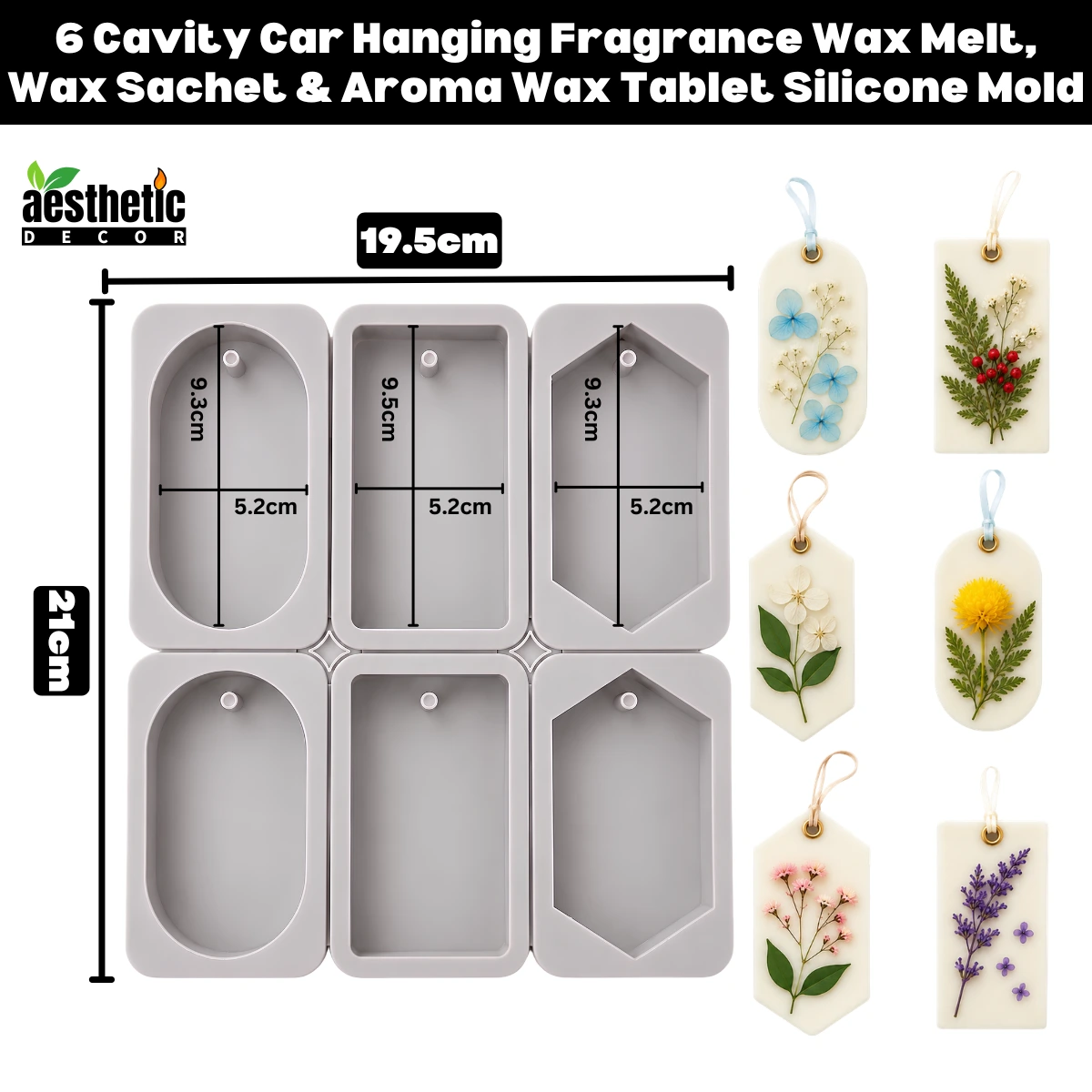 6 Cavity Car Hanging Fragrance Wax Melt, Wax Sachet & Aroma Wax Tablet Silicone Mold 6 Cavity Car Hanging Fragrance Wax Melt, Wax Sachet & Aroma Wax Tablet Silicone Mold