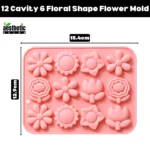 12 Cavity 6 Floral Shape Flower Silicone Mold