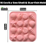 16 Cavity Sea Shell & Starfish Silicone Mold Size