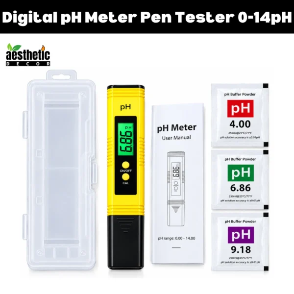 Digital pH Meter Pen Tester with Buffer Powders & Protective Case - 0.01 pH High Precision, Fast & Accurate