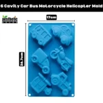 6 Cavity Car, Bus, Motorcycle & Helicopter Silicone Mold